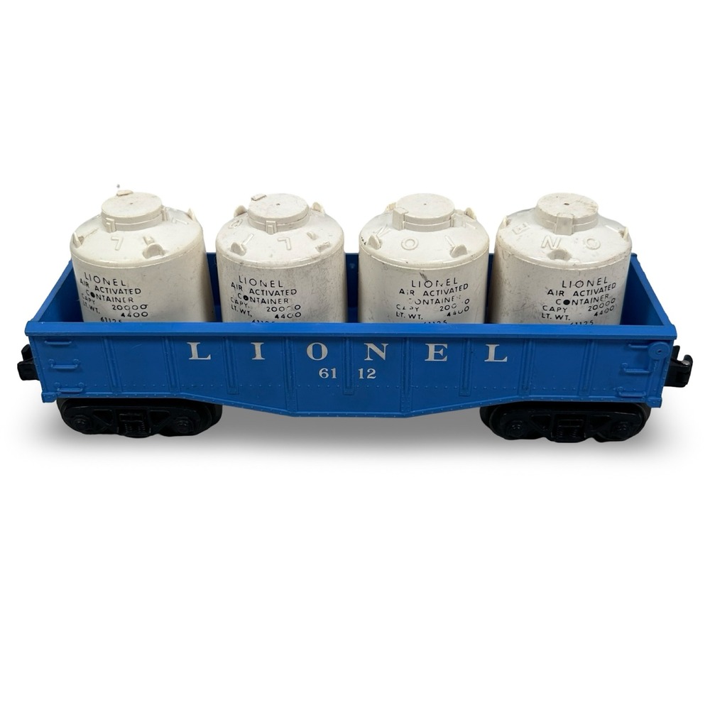 Lionel 6112 Blue Gondola Car with 4 White Air Activated Containers O Gauge